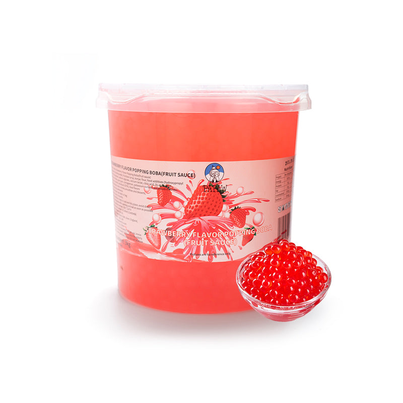 Strawberry Flavored Popping Bobas –  3kg Box of 6 - Papaw Cha Supply