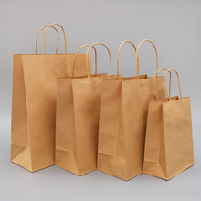 Load image into Gallery viewer, Hot sale custom Logo Printed Cheap Recycled Take Away Food Packaging Shopping Brown kraft Paper Bag With Twisted
